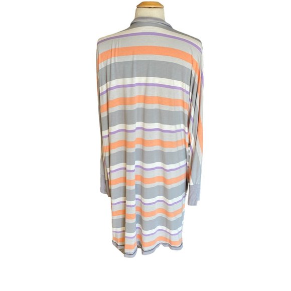 Torrid Super Soft Knit Pastel Multi-Striped Longline Open Cardigan Rayon Sz 3X - Picture 10 of 14